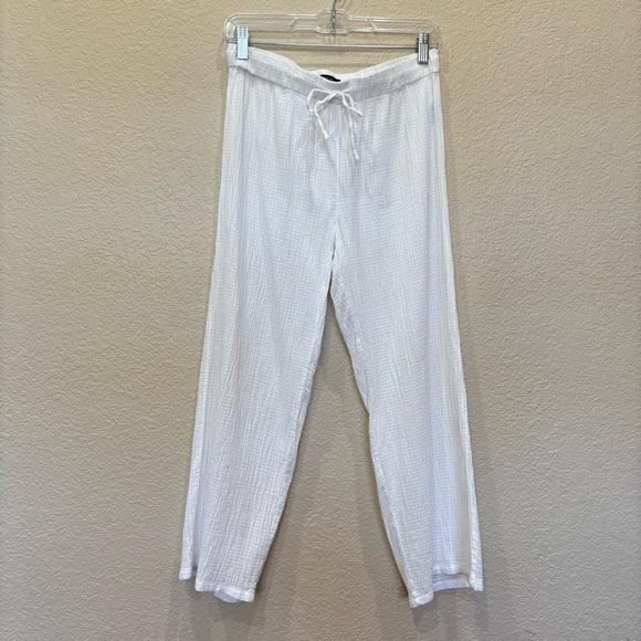 J Crew Swim Drapey Crinkle-Cotton Beach Pant on White Size XS 100% Cotton - Picture 2 of 7